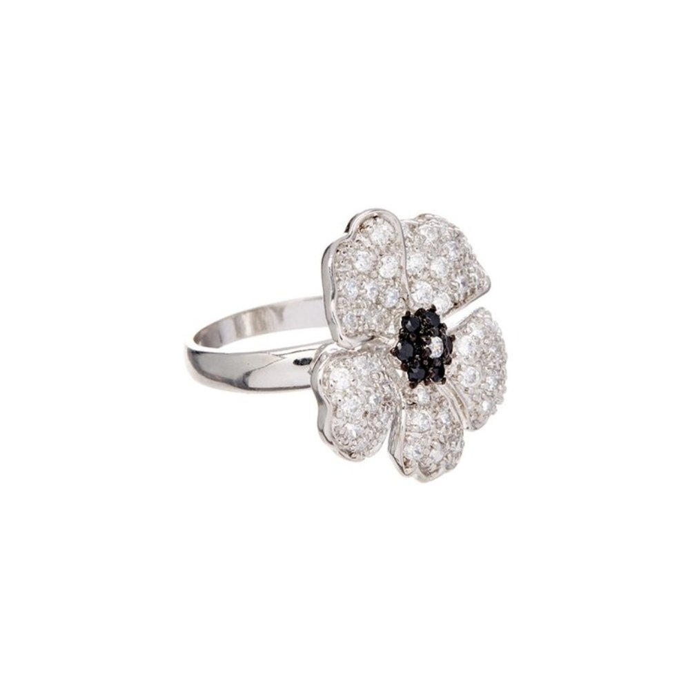 Sterling Silver Micropave Flower Ring